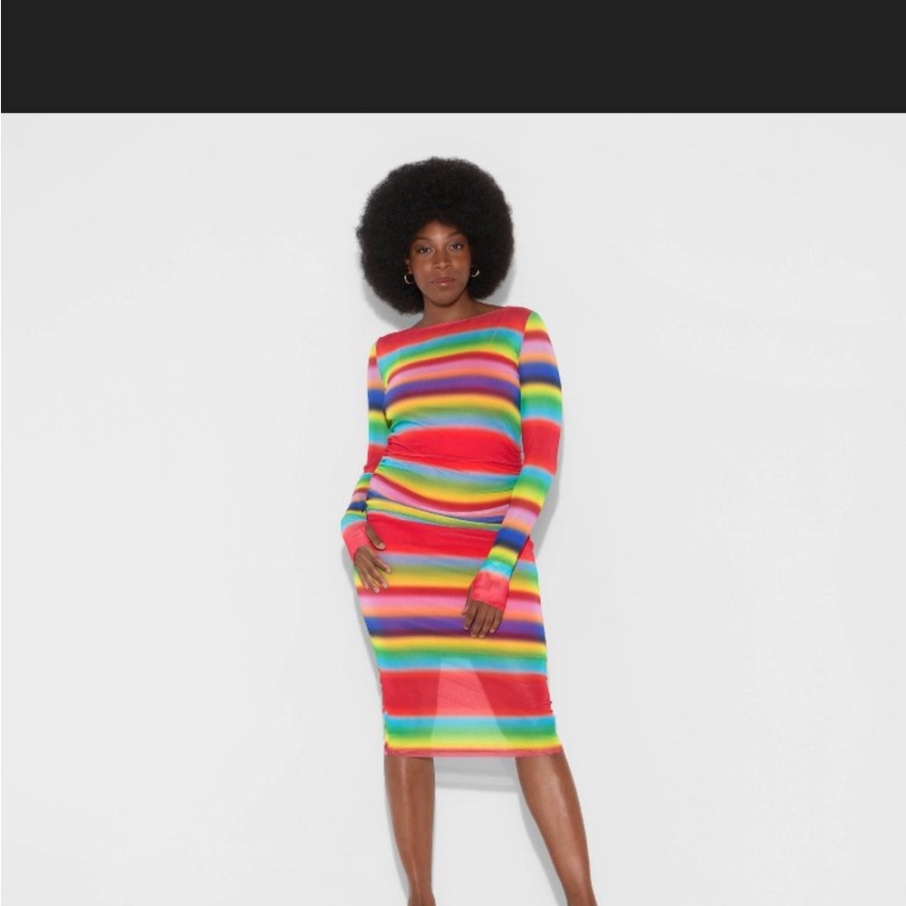 Women's XXL Rainbow Midi Mesh Dress